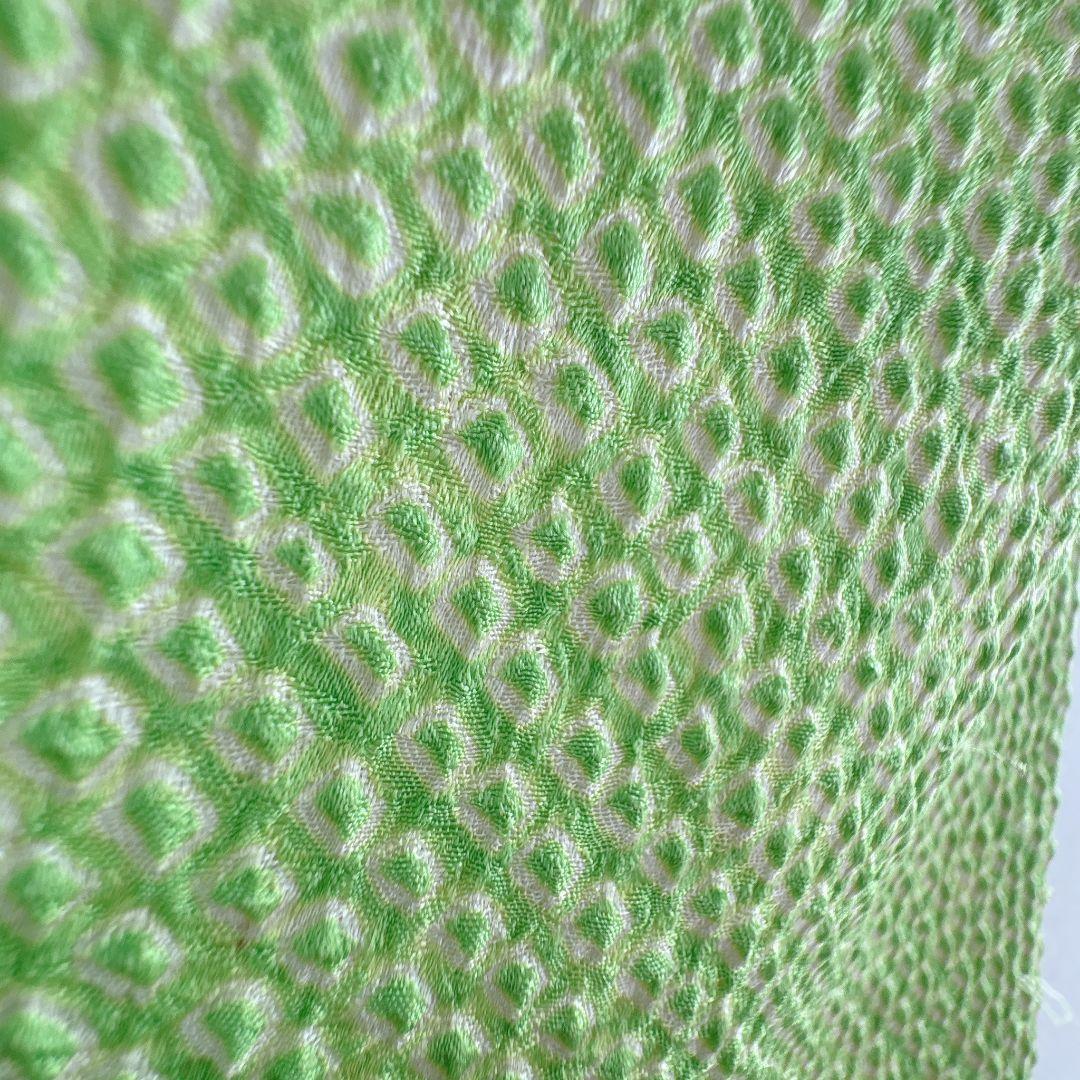 フルセット　七五三７歳女の子　総絞り　黄緑　豪華刺繍　赤丸帯　菊　小物7062