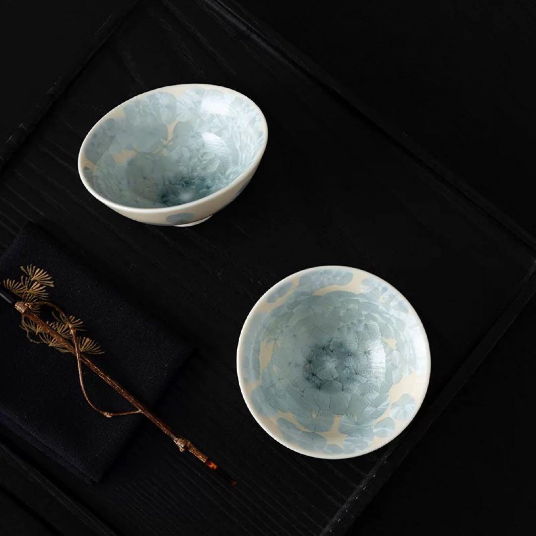 青と白の花模様茶碗2個セット - メルカリ