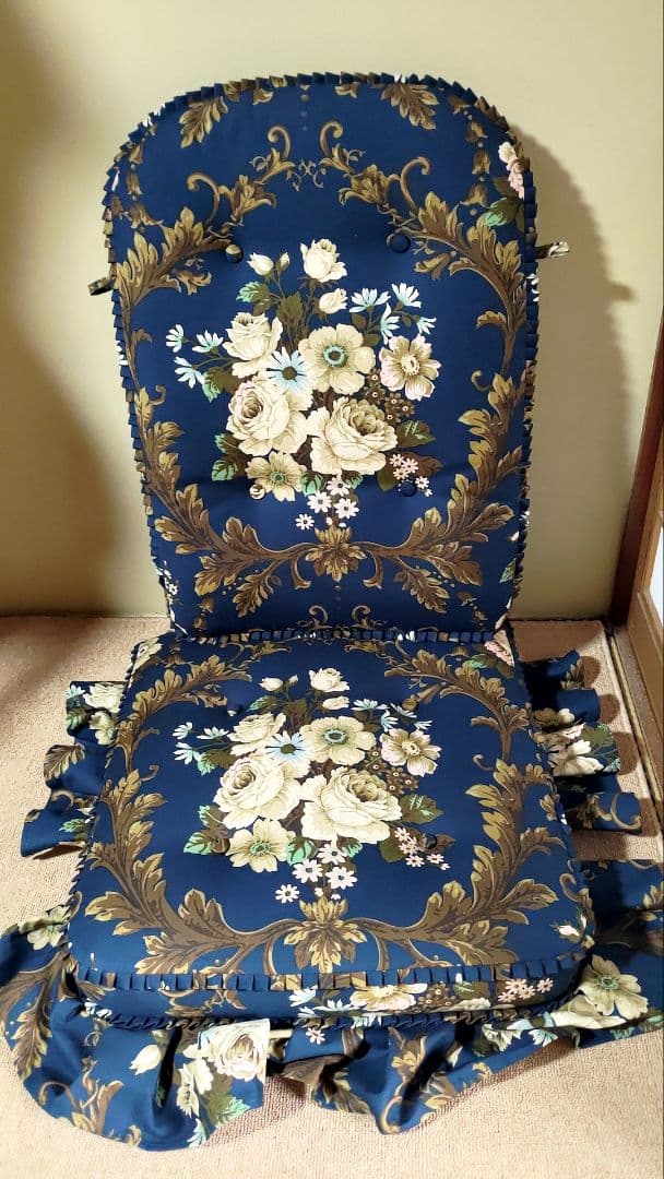 ロッキングチェア 穂高 新品 ネイビー 花柄 クッション