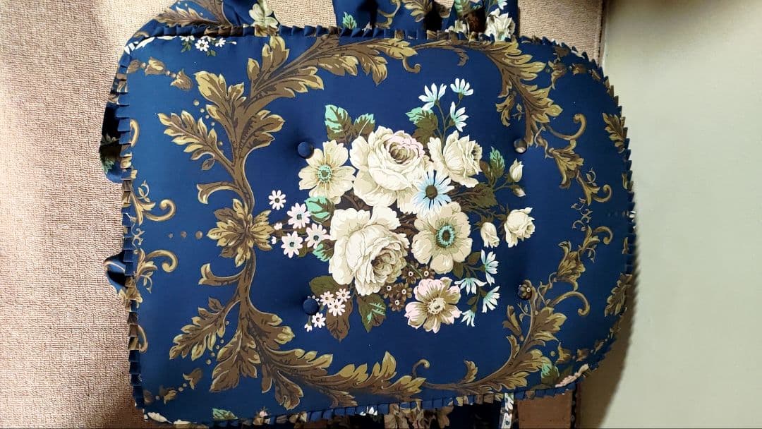 ロッキングチェア 穂高 新品 ネイビー 花柄 クッション