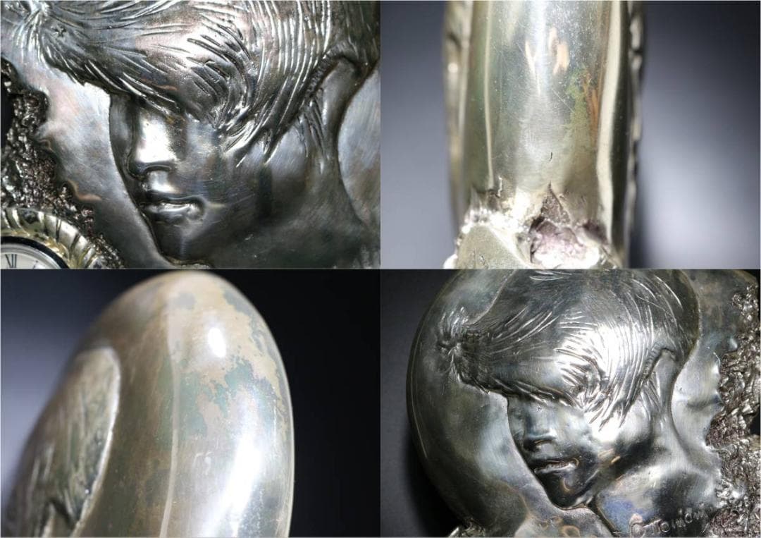 ERMES OTTAVIANI SCULTORE 時計付き置物 シルバープレート