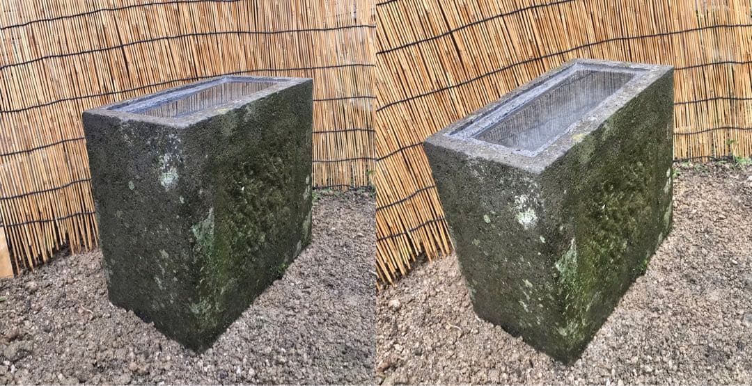 【天然自然石・四方角水鉢・手水鉢・蹲・縁先手水鉢】庭石オブジェバードバス箱庭茶庭