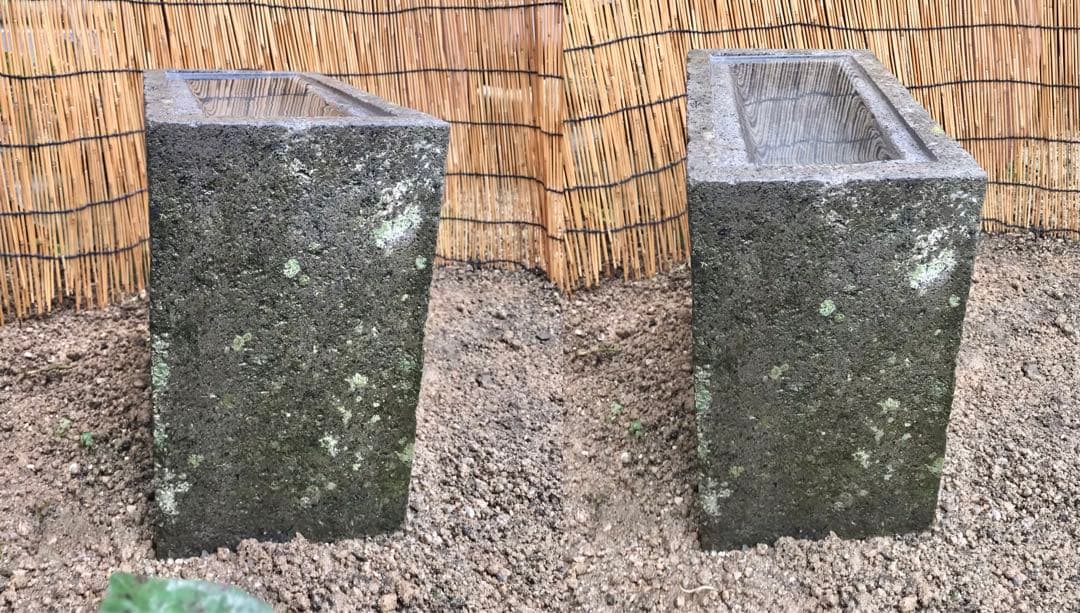 【天然自然石・四方角水鉢・手水鉢・蹲・縁先手水鉢】庭石オブジェバードバス箱庭茶庭