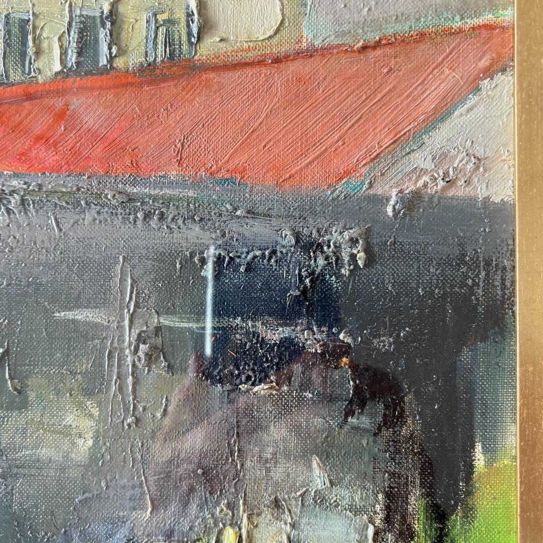 油絵　堀田髙　「裏窓」　1970年制作　６号 堀田高