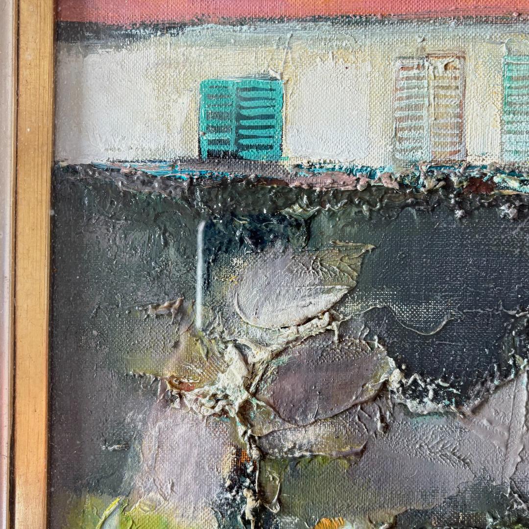 油絵　堀田髙　「裏窓」　1970年制作　６号 堀田高