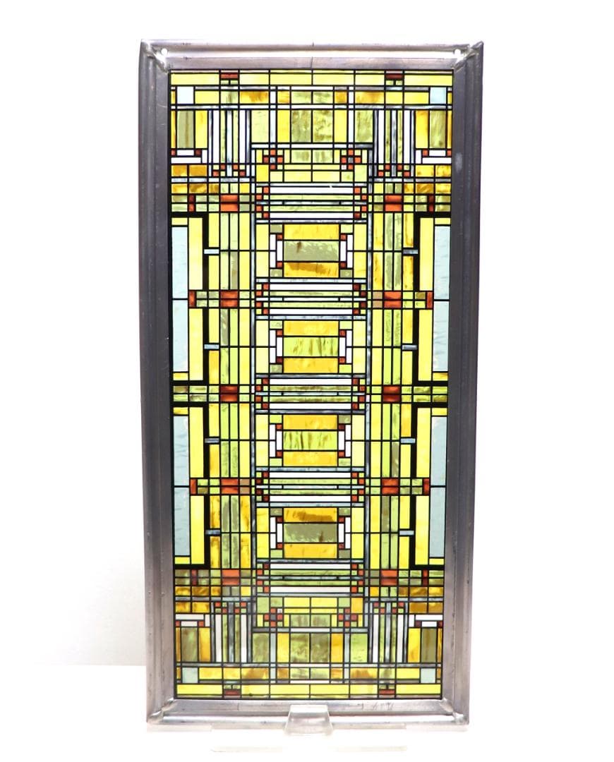 フランク・ロイド・ライト オークパークの天窓 縦長ヴィンテージ ステンドグラス