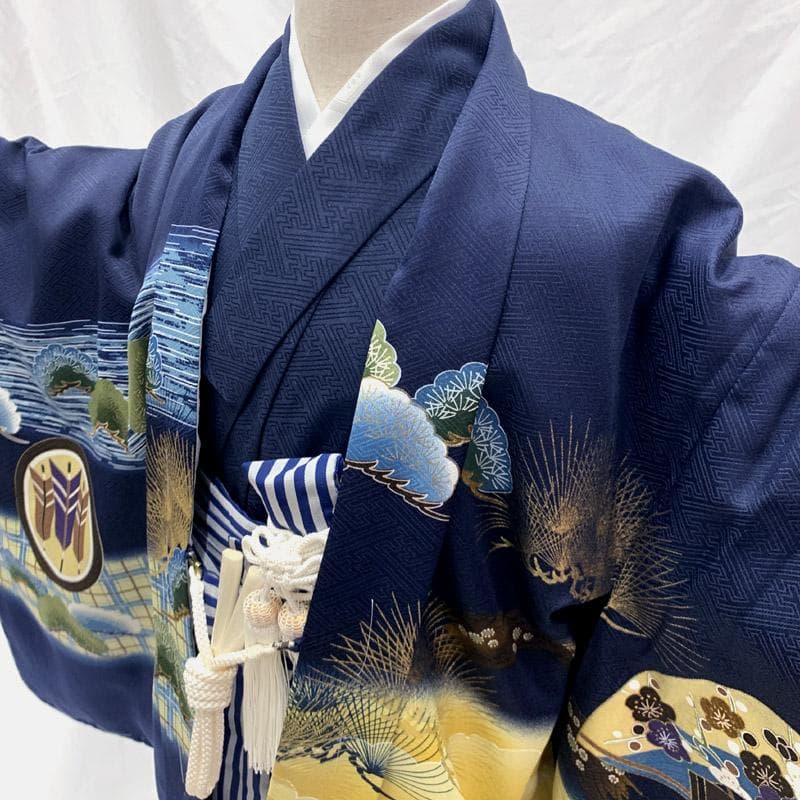 503ab6■七五三 五歳 男児 未使用品 着物&羽織&袴&角帯&長襦袢 小物