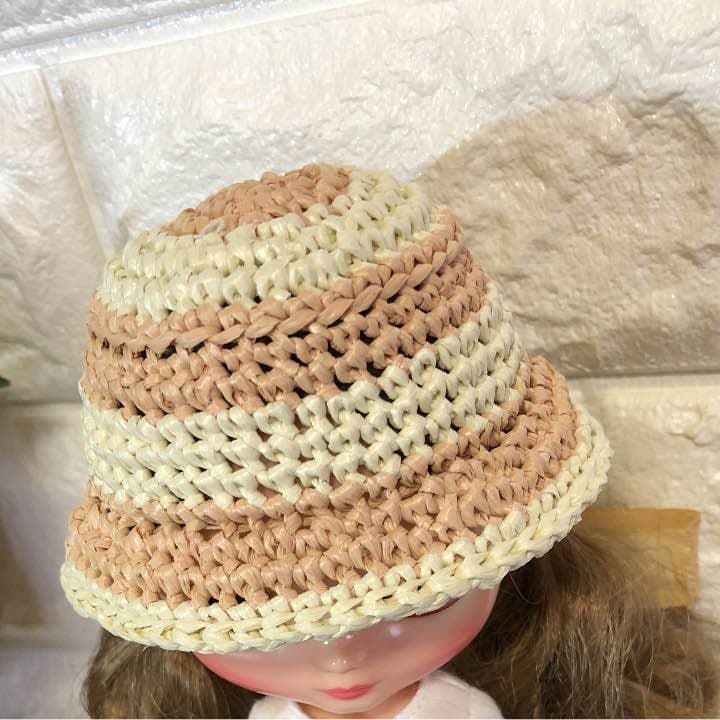 ♥︎ミディブライス ♥︎ハンドメイド麦わら帽子＊ボーダータイプ＊ホワイト