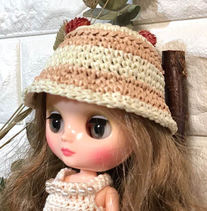 ♥︎ミディブライス ♥︎ハンドメイド麦わら帽子＊ボーダータイプ＊ホワイト