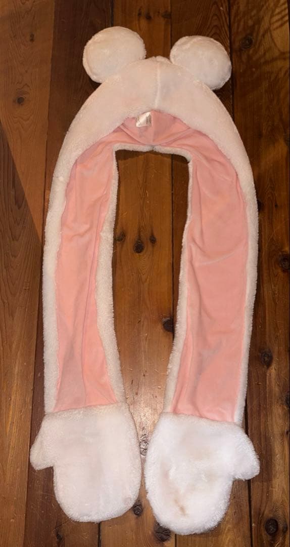 マフラーファンキャップ ディズニー ミッキー マリー ピンク 白 40周年