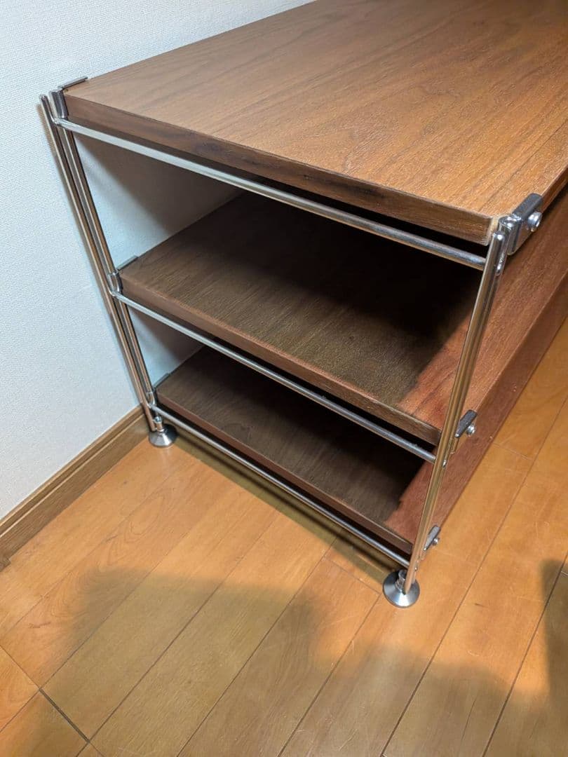 《送料込》無印 ステンレスユニットシェルフ ウォールナット棚 収納 台