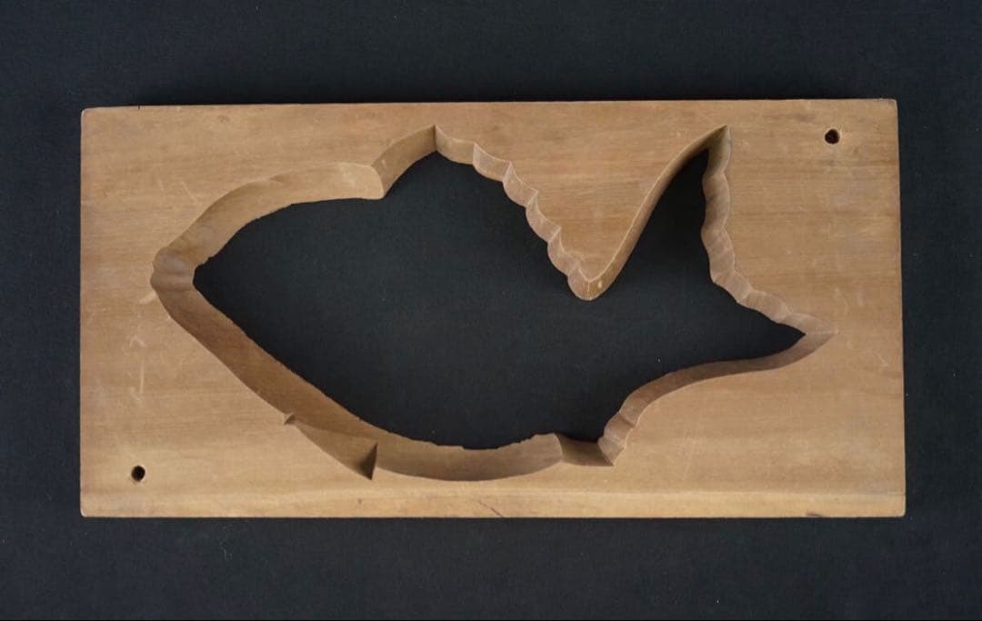 菓子型 特大型の鯛 タイ 35.9×16cm 和菓子 古道具 アンティーク 木彫