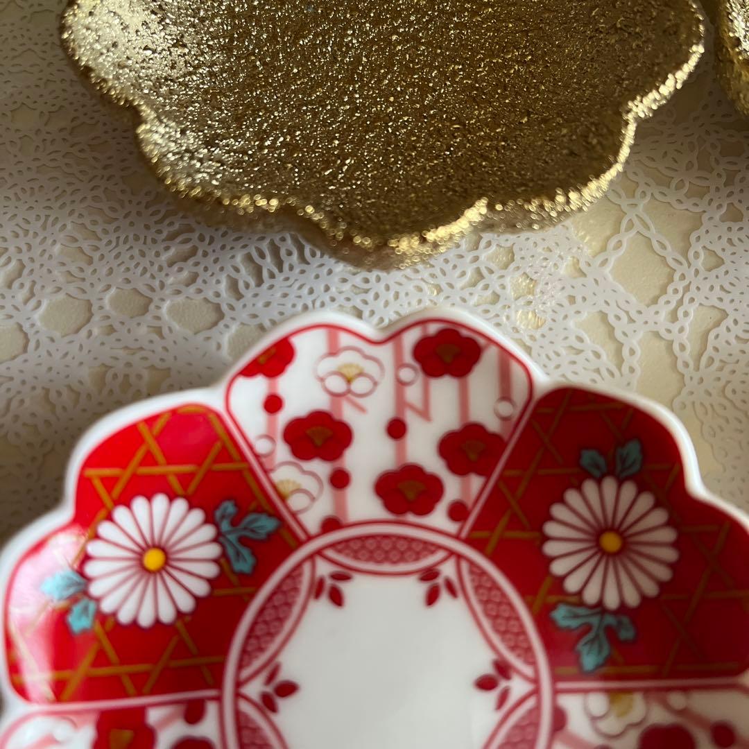 セリア 食器 豆皿 梅 松 花柄 ゴールドカラー 金色 和柄 お正月 - メルカリ