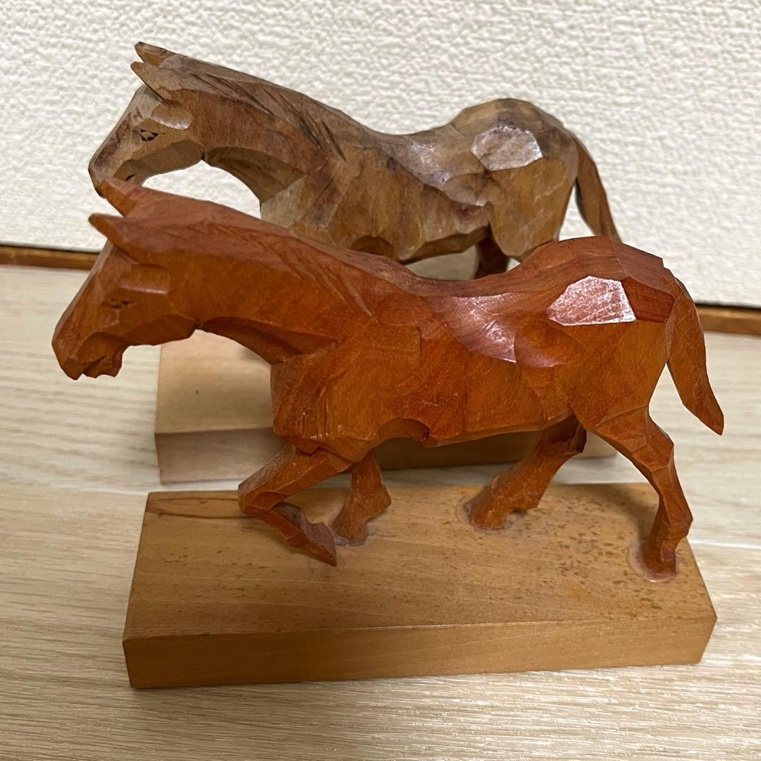 馬 一刀彫 木彫り 山口笙舟 置物 オブジェ - メルカリ