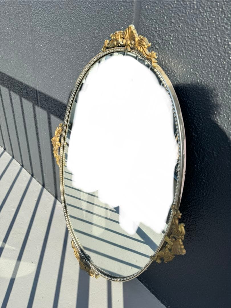 金色　楕円形　壁掛け鏡　ウォールミラー