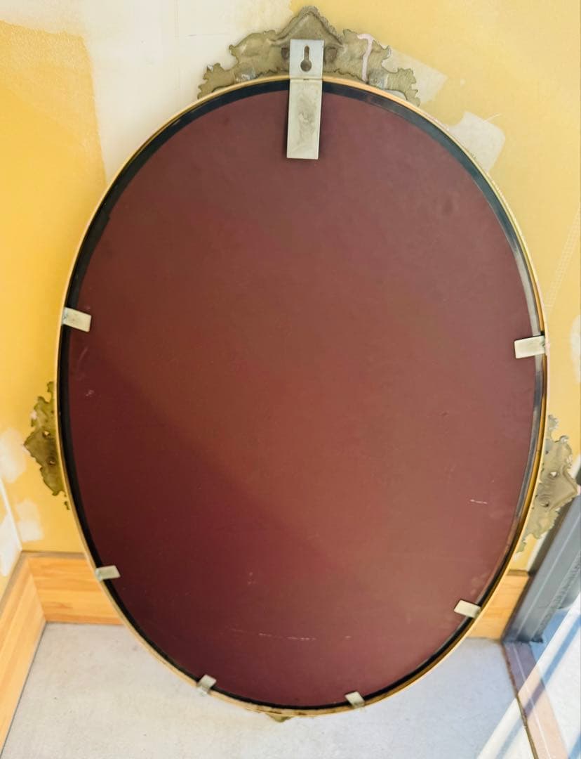 金色　楕円形　壁掛け鏡　ウォールミラー