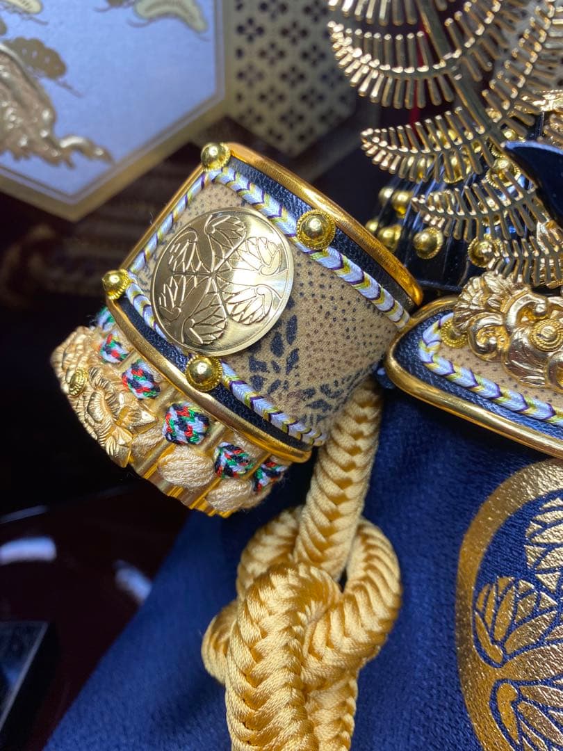 徳川家康　東京久月　五月人形　家紋付き兜飾り収納セット・正絹糸織