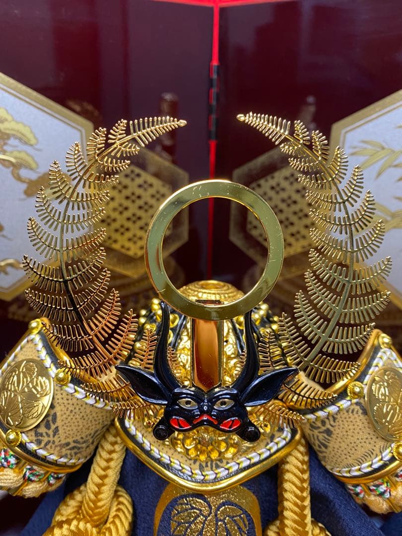 徳川家康　東京久月　五月人形　家紋付き兜飾り収納セット・正絹糸織