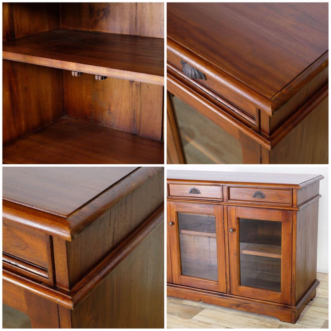 G 新品 アジアン キャビネット アンティーク カフェ カントリー 食器棚 本棚