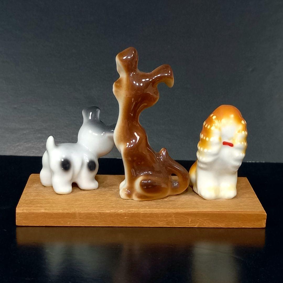 【昭和レトロ】わんわん物語　陶器　置物✧希少✧レディ＆トランプ＆ジョック？