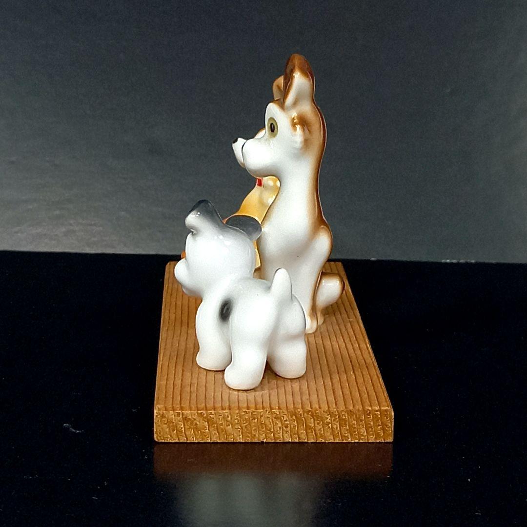 【昭和レトロ】わんわん物語　陶器　置物✧希少✧レディ＆トランプ＆ジョック？