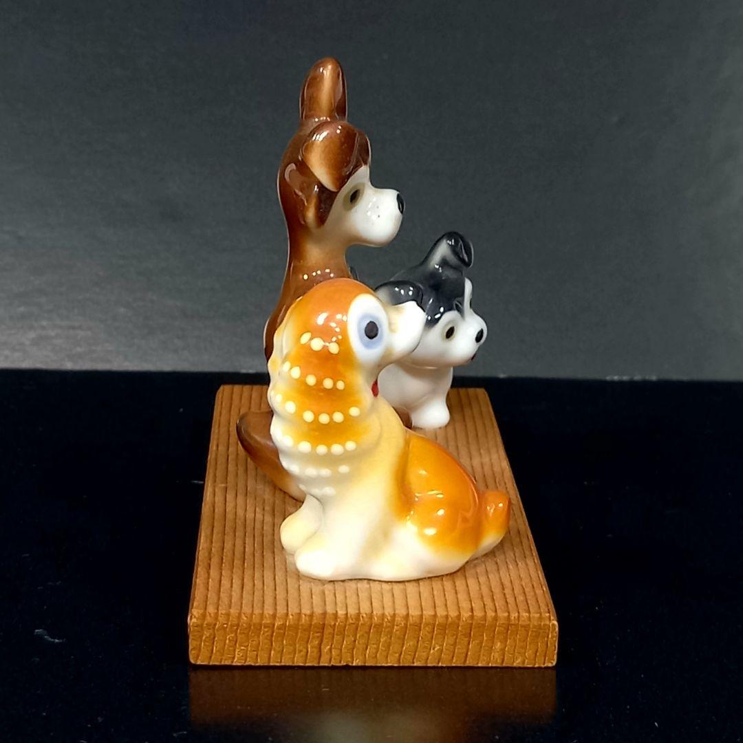 【昭和レトロ】わんわん物語　陶器　置物✧希少✧レディ＆トランプ＆ジョック？