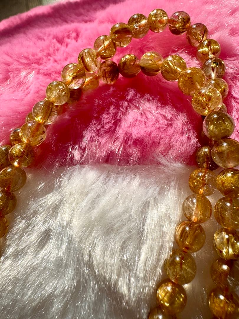 ROBEAN 天然石 タイチンルチル 金運 開運 3本巻きブレスレット