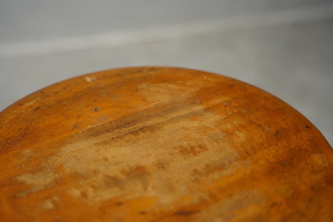 丸スツール　木製　古木　昭和レトロ　アンティーク　ビンテージ　チェア