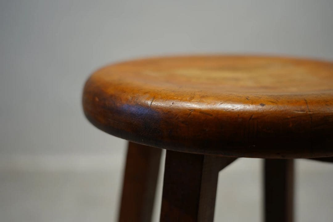 丸スツール　木製　古木　昭和レトロ　アンティーク　ビンテージ　チェア