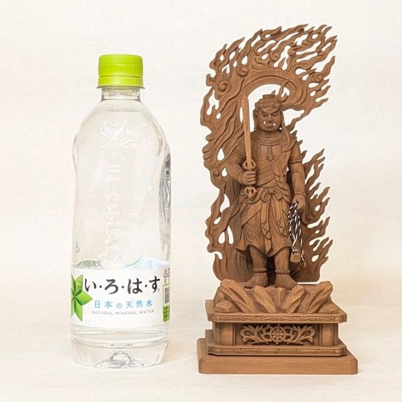 【セール・新品】 不動明王　上彫　紅檀　総高さ約23.5㎝　仏像　お不動様