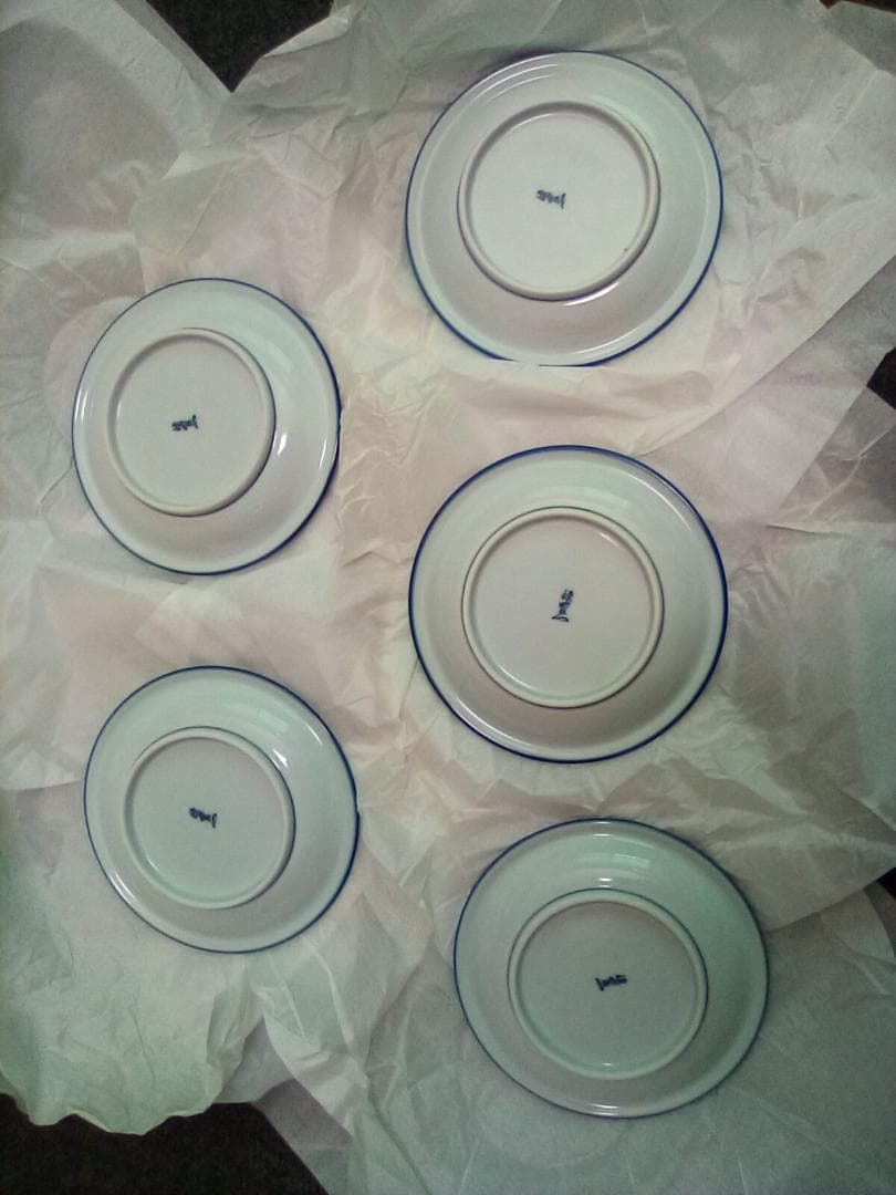 【未使用品】有田焼 源右衛門窯 染付向日葵絵 銘々皿　五枚セット