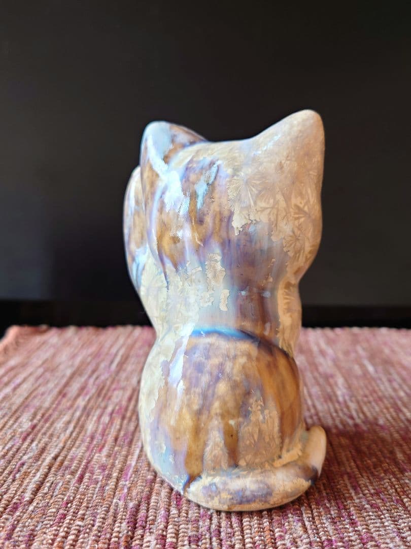 自由な招き猫　井桁裕子　結晶釉　陶製　作家一点もの　2022年作　猫　約10cm