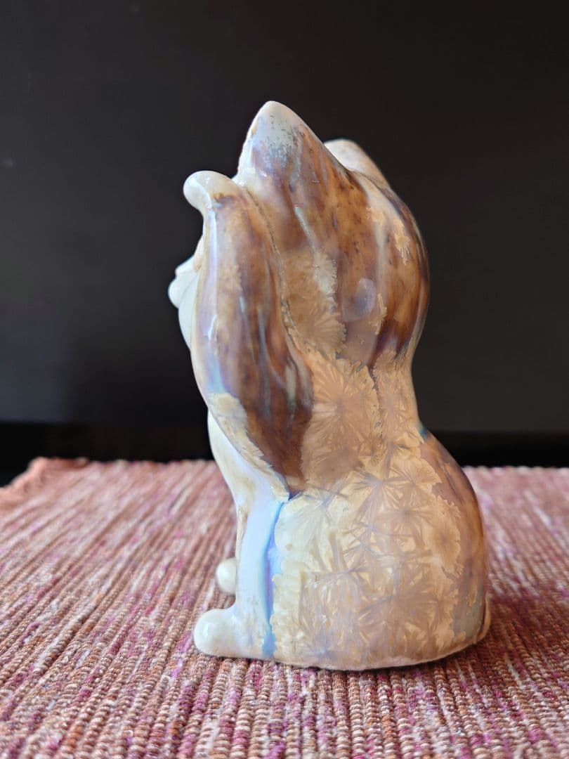 自由な招き猫　井桁裕子　結晶釉　陶製　作家一点もの　2022年作　猫　約10cm