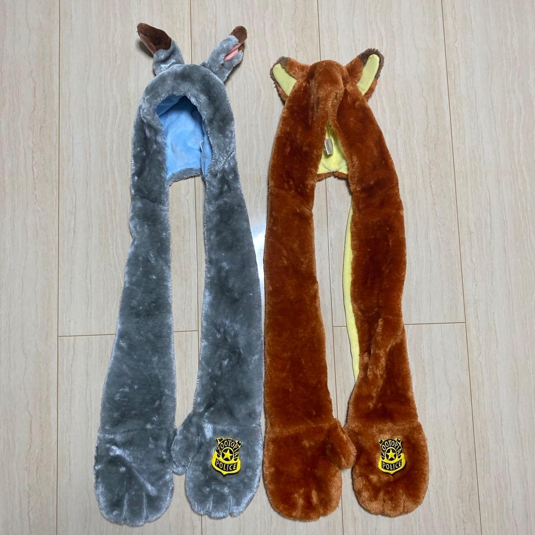 ディズニー ズートピア ニック ジュディ フード付き マフラー キャップ