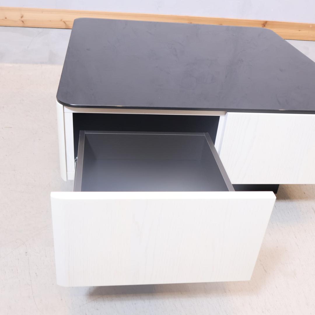 Meuble モーブル オークホワイト リビングテーブル 引き出し収納 テーブル