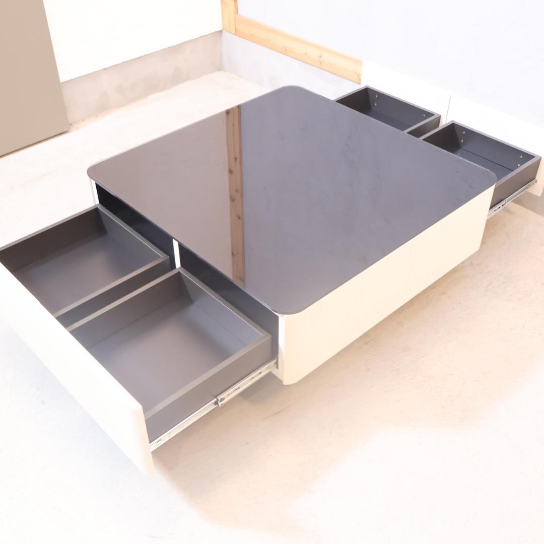 Meuble モーブル オークホワイト リビングテーブル 引き出し収納 テーブル