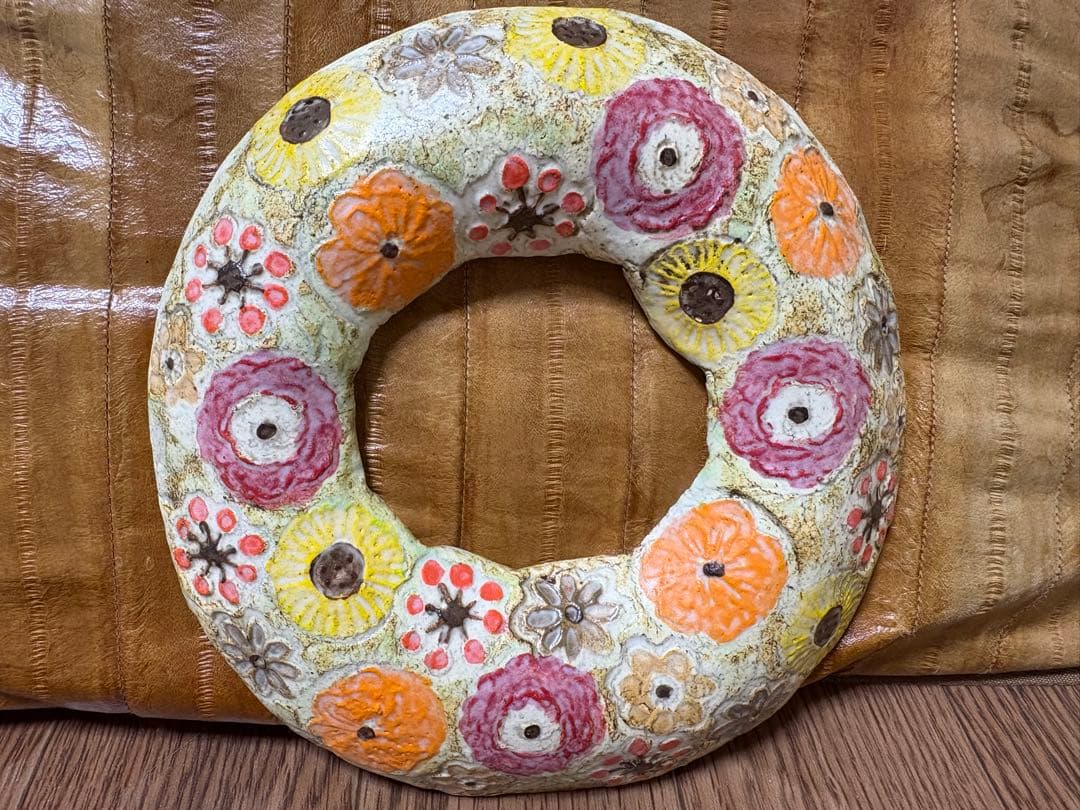 ★別注★レア★壁掛け★新品★本田あつみ ワイルドフラワー プレート 花柄 陶器