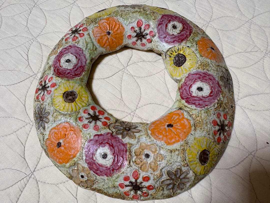 ★別注★レア★壁掛け★新品★本田あつみ ワイルドフラワー プレート 花柄 陶器