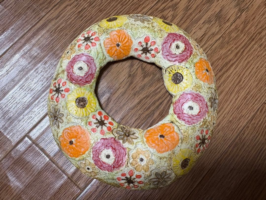 ★別注★レア★壁掛け★新品★本田あつみ ワイルドフラワー プレート 花柄 陶器