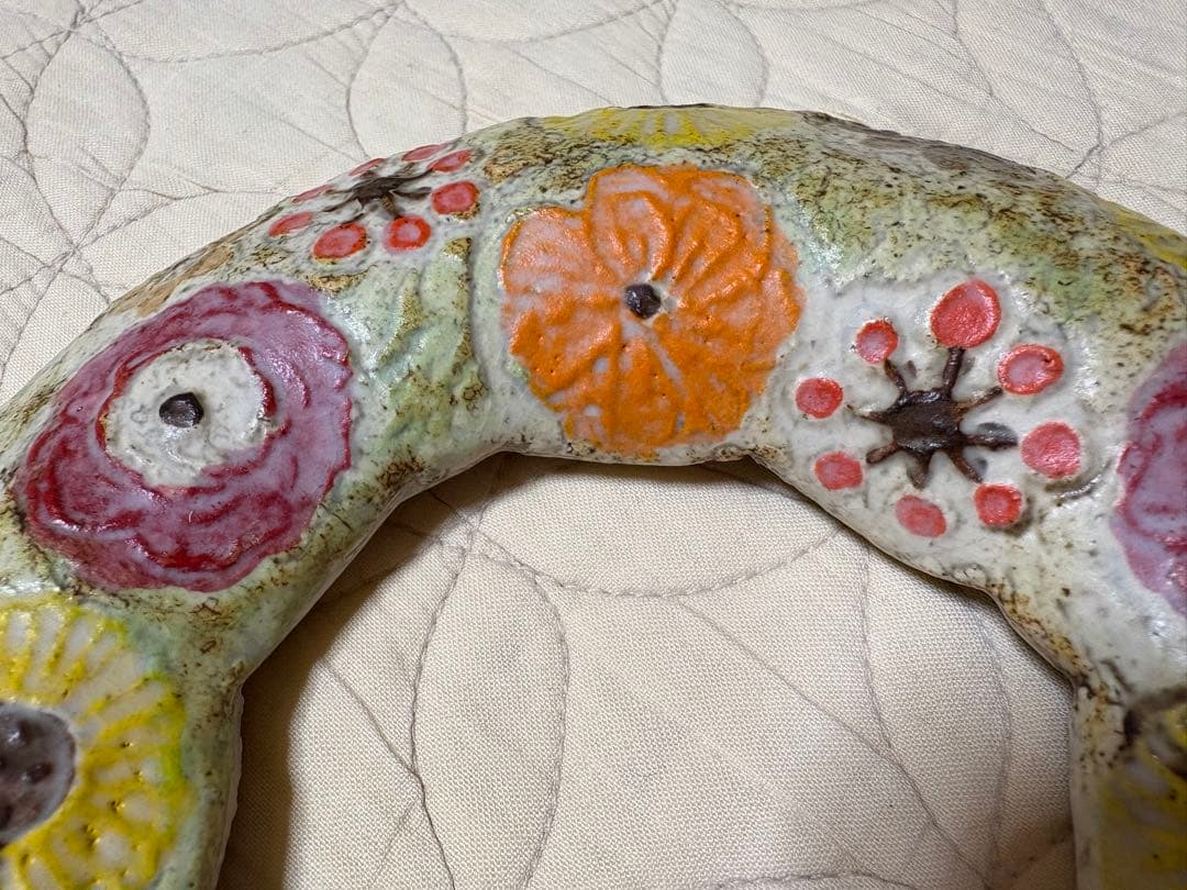 ★別注★レア★壁掛け★新品★本田あつみ ワイルドフラワー プレート 花柄 陶器