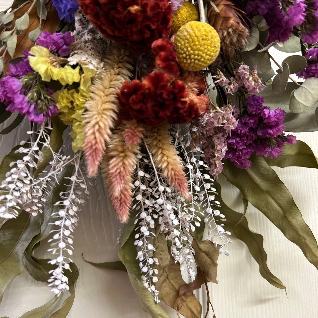 レモンユーカリ香るケイトウやスターチスのスワッグ　①