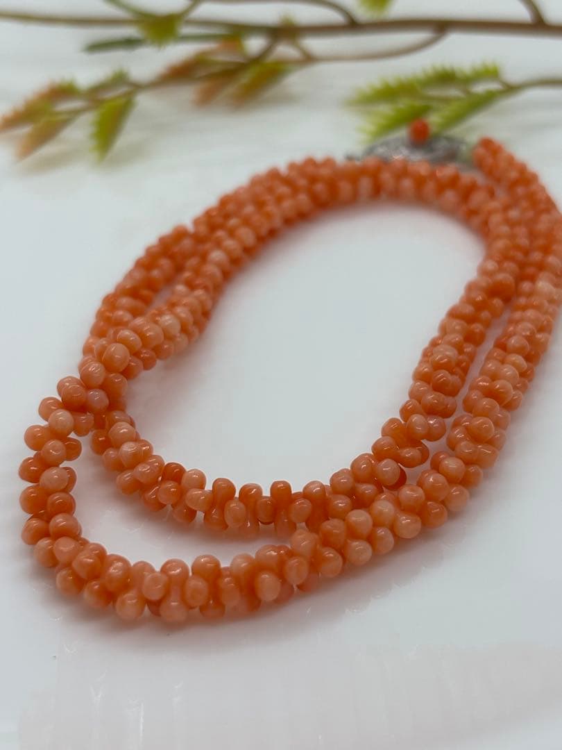 天然桃サンゴ　本珊瑚　ペンダントトップ　ネックレス（s800)