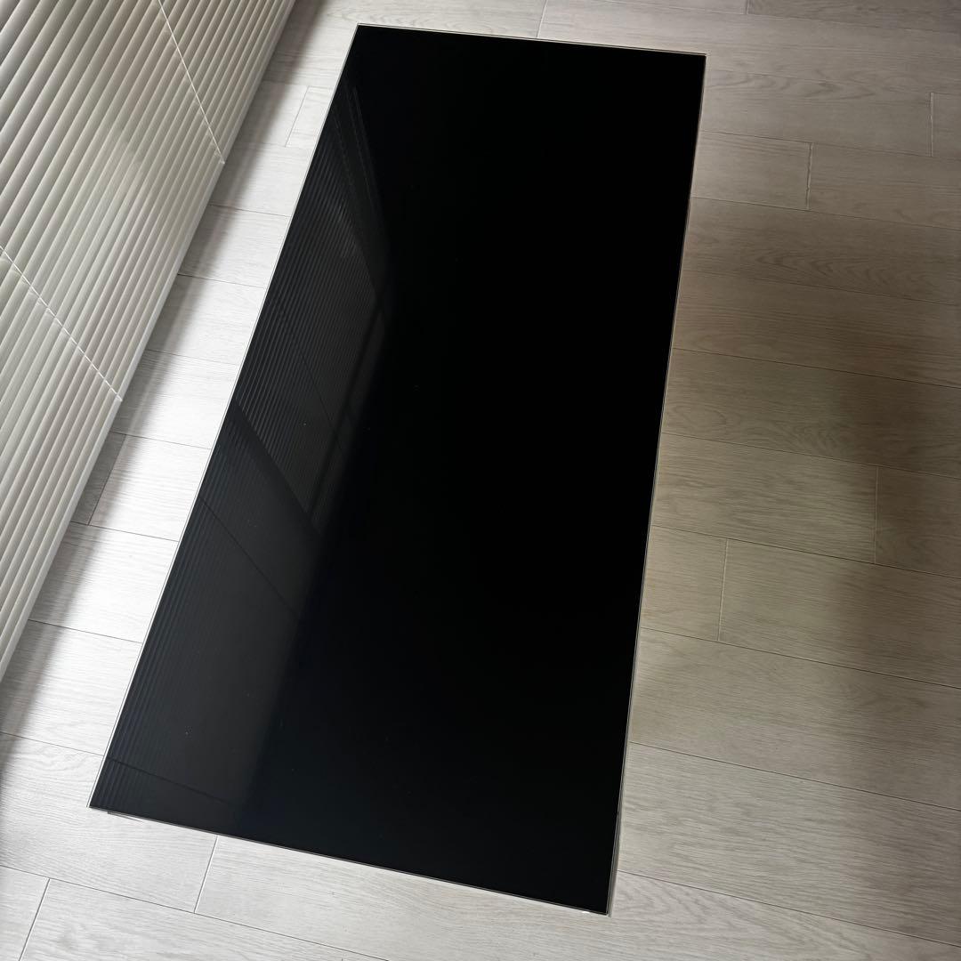 鏡面 白と黒の波模様センターテーブル カフェ ローテーブル