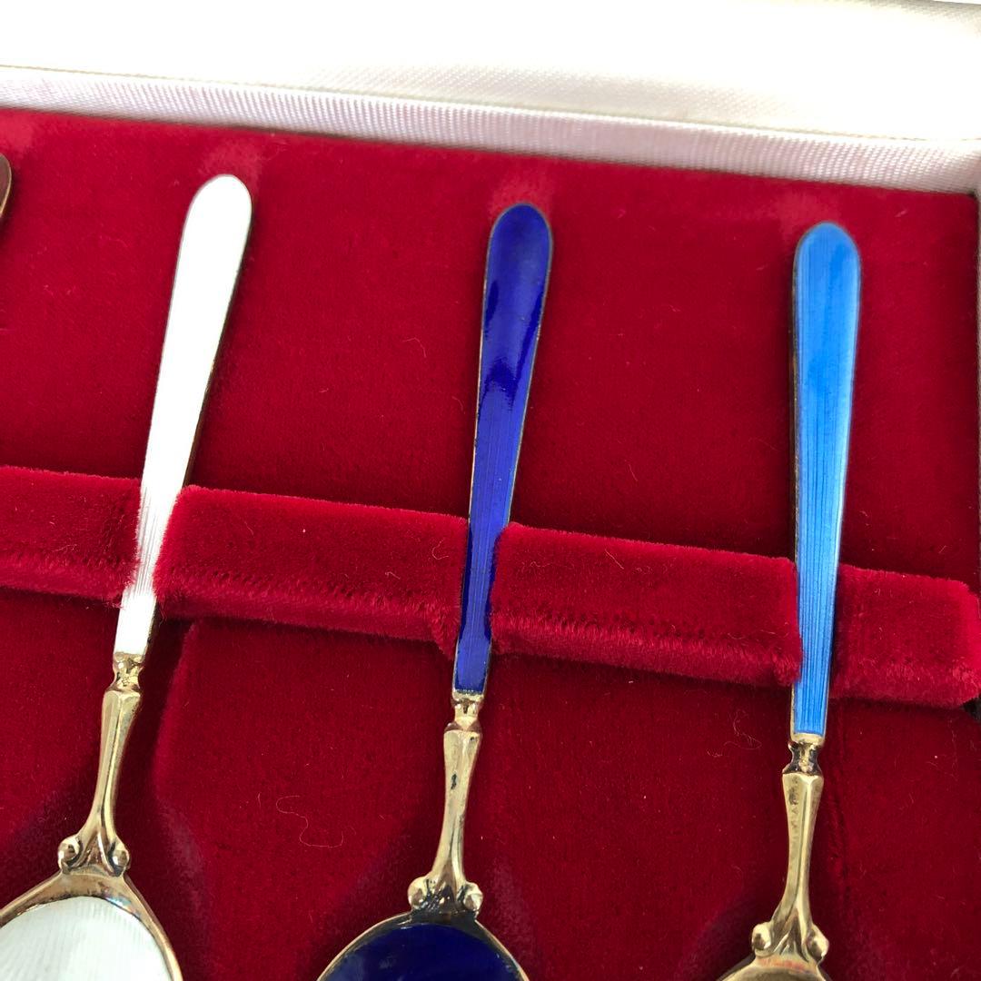 ヴィンテージ　S.J.Rose & Son 純銀製　スプーン6本　七宝　シルバー