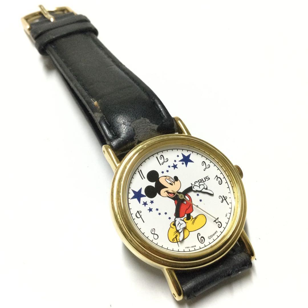 レア＆レトロ、電池交換済】90年代 LORUS ミッキーマウス 腕時計