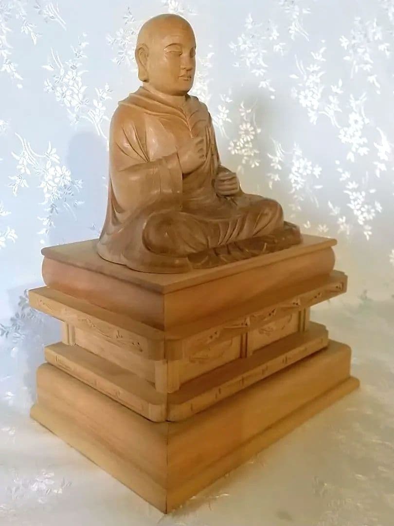 僧形坐像 法然上人坐像 #074 ◆白檀 木彫 仏像