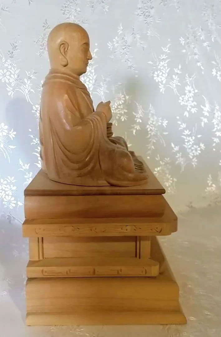 僧形坐像 法然上人坐像 #074 ◆白檀 木彫 仏像