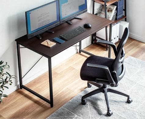 送料無料 シンプルデスク 幅140cm ブラウン ワークデスク