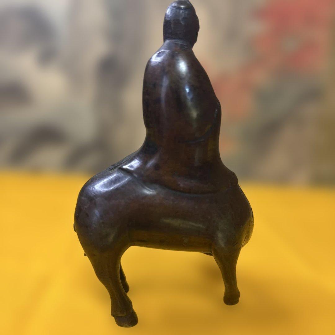 铜製 置物　仙人　牛　老人
