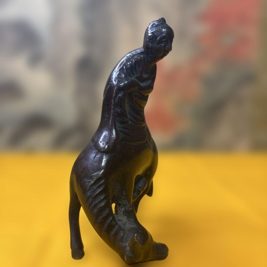 铜製 置物　仙人　牛　老人